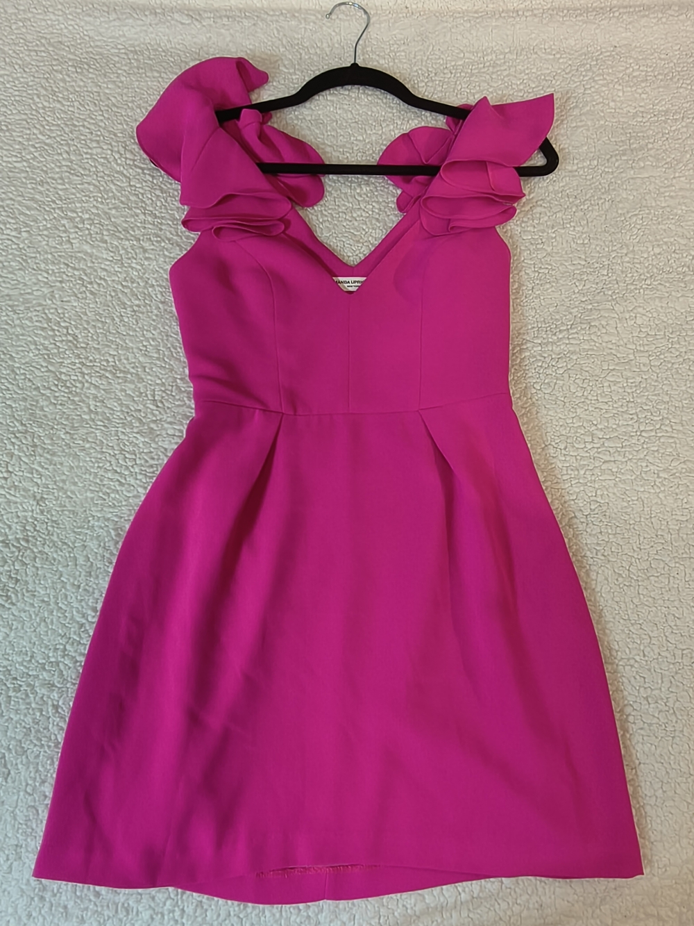 Amanda Uprichard Fuchsia Ruffle Sleeve Fit & Flare Mini Dress
